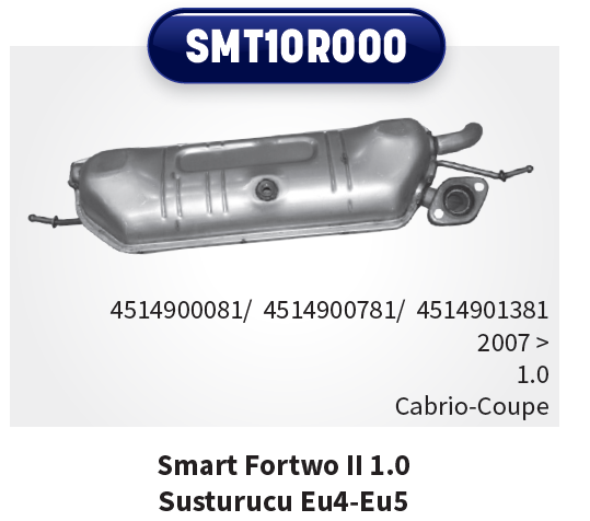 SMART FORTWO  ARKA EGZOZ (451) 1.0 Katalizörlü (2007 - 15)