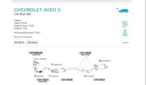 CHEVROLET AVEO ARKA EGZOZ 1.2 / 1.4İ T300 (2011 - 17)