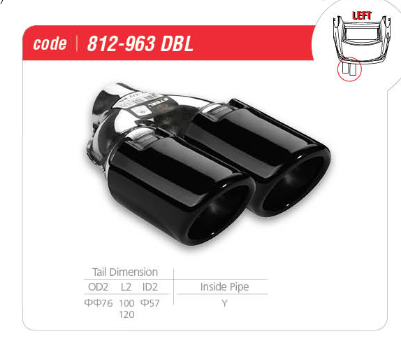 DOUBLE OUTLET BLACK EXHAUST TIP (Right)