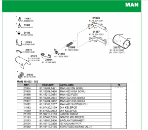 MAN F90 ARKA  EGZOZ 19.372 - 422 81990 - 999