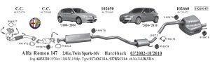 ALFA ROMEO 147 ARKA EGZOZ   1,6  2,0 TWİN SPARK (2002-10)